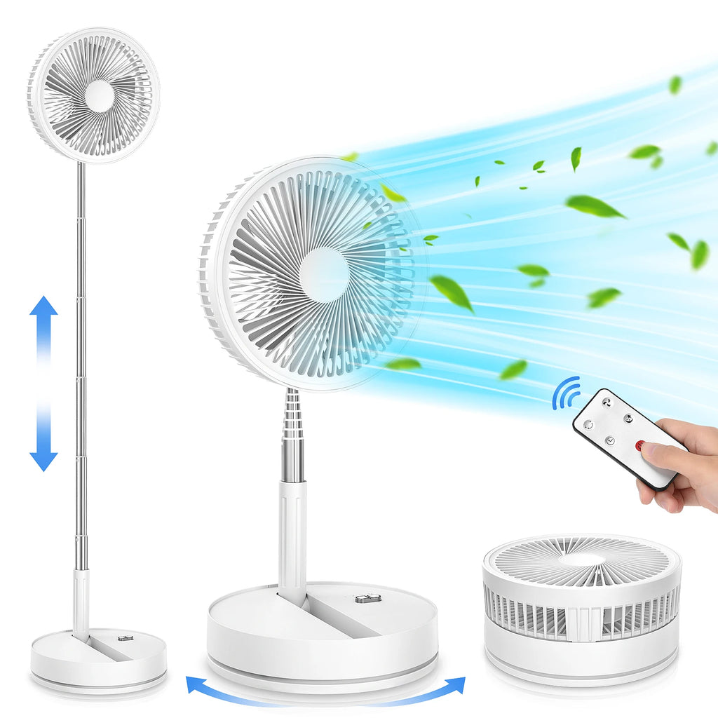7200mAh Telescopic Foldable Fan Wireless USB Rechargeable Battery Low Noise Fan Height Adjustable Outdoor Portable Small Fans